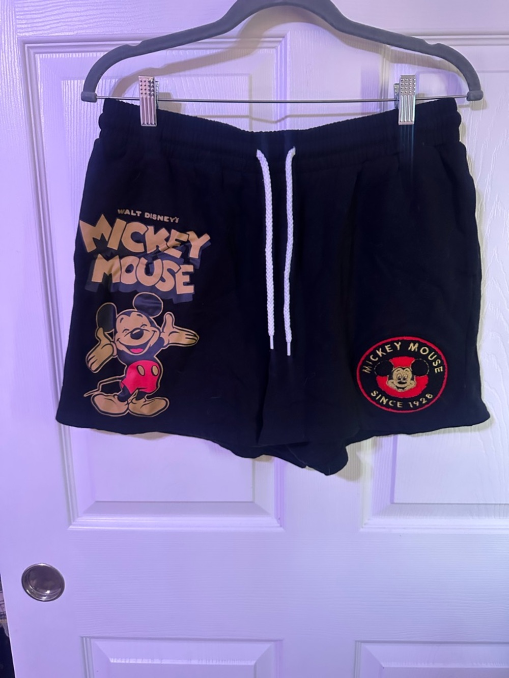 Mickey Mouse Black Lounge shorts with White Drawstring